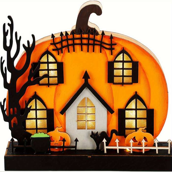 Halloween Decorations Color Tangerine Style 1Pc Fat Pumpkin Haunted House