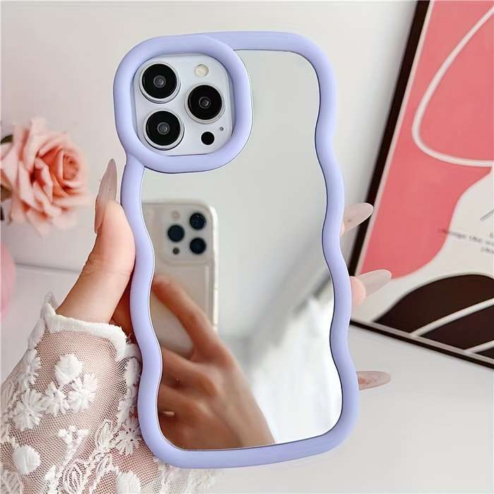 1Pc Light Purple For iPhone 11 Makeup Mirror Phone Case
