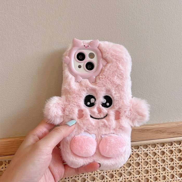 1Pc Purple For iPhone 12 Plush Little Monster Phone Case