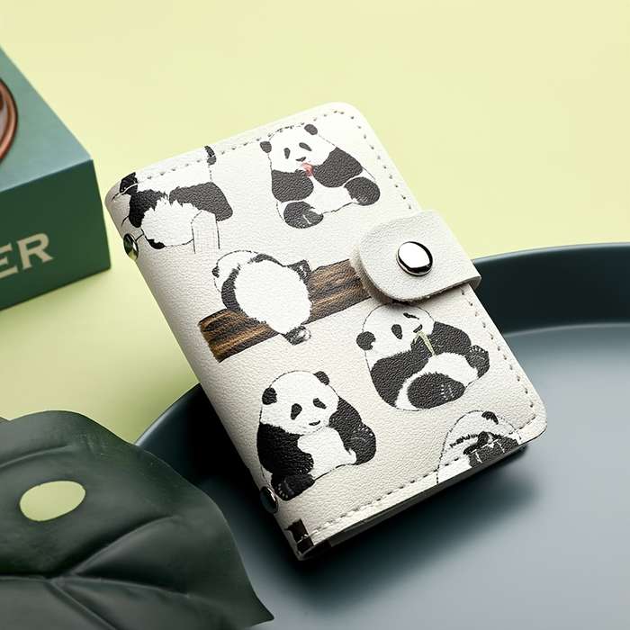 1pc Cute Panda Pattern Womens Credit Card Wallet Multi-Slot Large Capacity Compact Design with