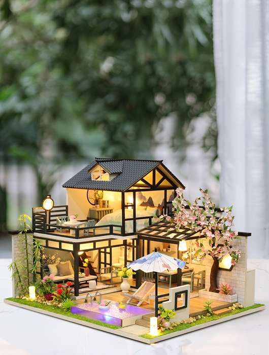 Building Toy Architectural Model Toy Set Style Ink Lanting