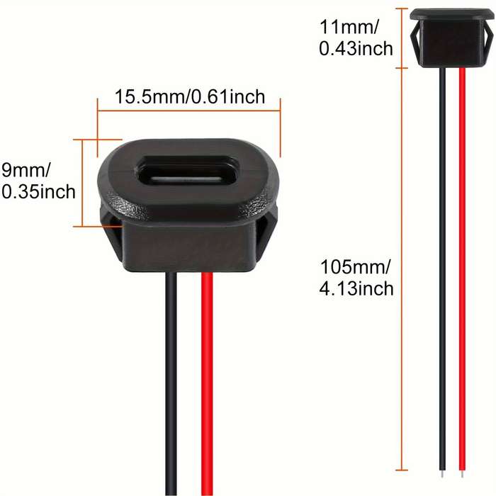 10pcs Type-C Female Chassis 2P Solder Wire Type USB-C Tail Fiber Cable Extension Power Line USB