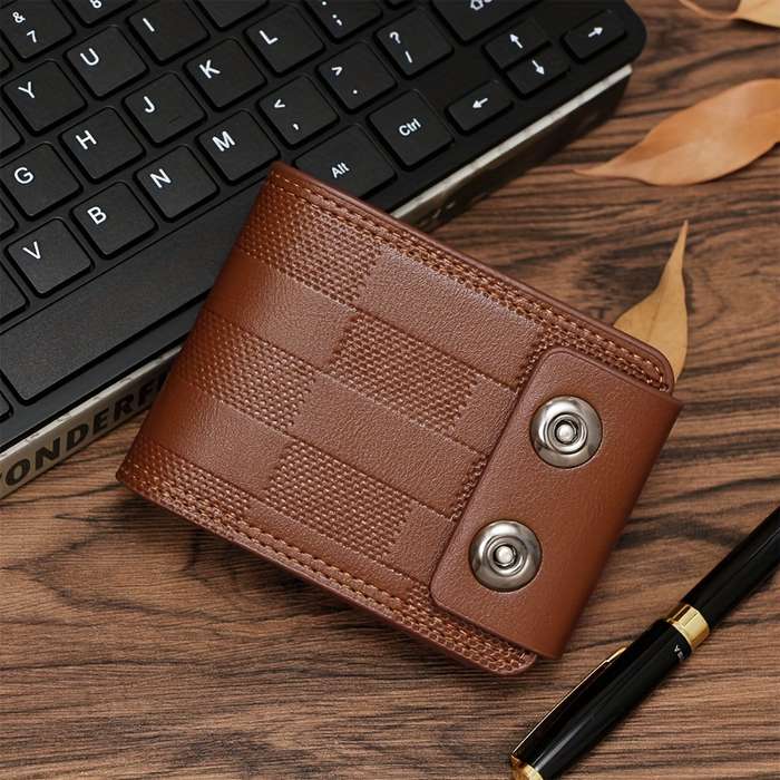 1pc Secure Sleek Men's Compact Wallet with Multiple Card Slots and Dual Magnetic ClosureBlack F