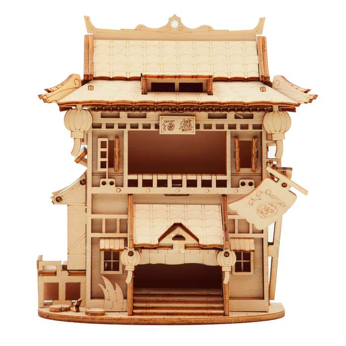 Building Toy Architectural Model Toy Set Items Wooden Puzzle Restaurant