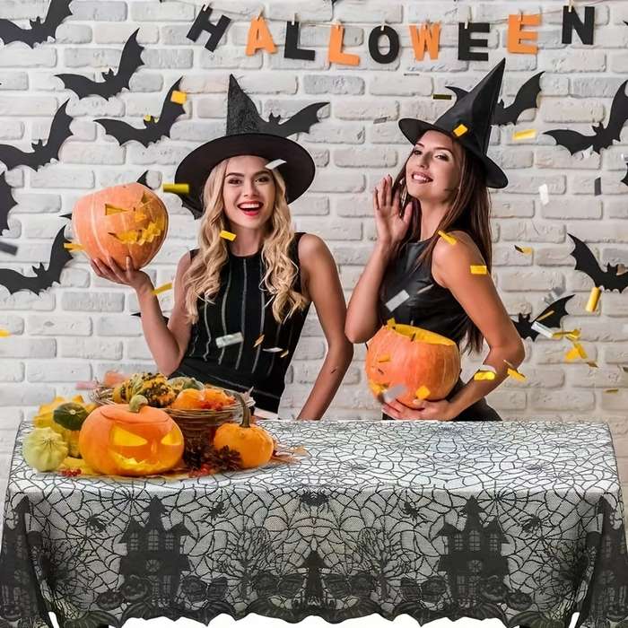 Halloween tablecloth decoration color Black size 120x160cm 47x63in