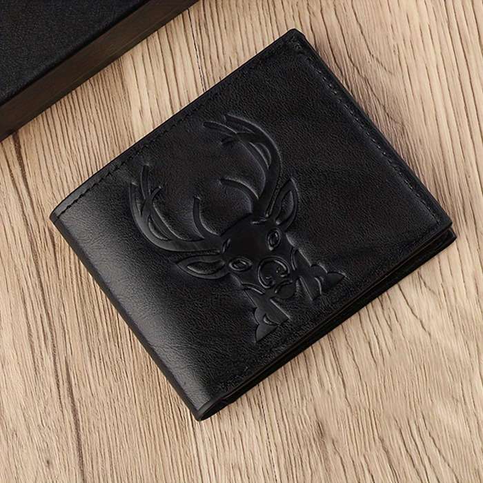 1pc Deer Head Men's Wallet Street Culture Fashion Retro Multi Card Slot Large Capacity Factory Dire