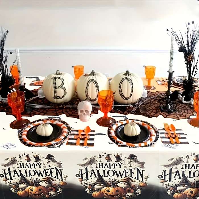 Halloween tablecloth decoration Black and White Rudolph Halloween Tablecloth size 137 x 274