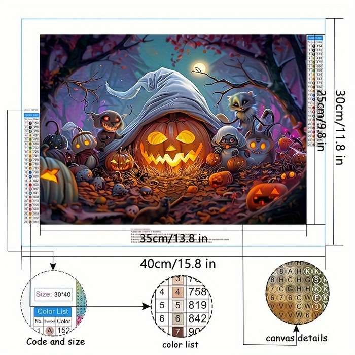 Halloween Decorations Items 30 X 40Cm 11.8In X 15.8In Round Rhinestone