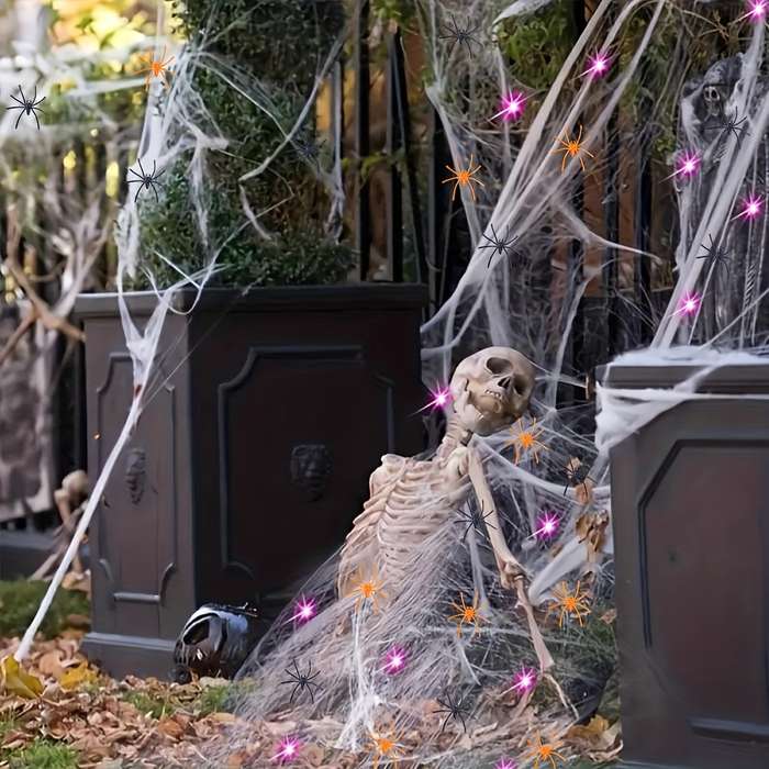 Halloween Decorations Color Purple Light Model 5M 50Led Add  20 Spiders