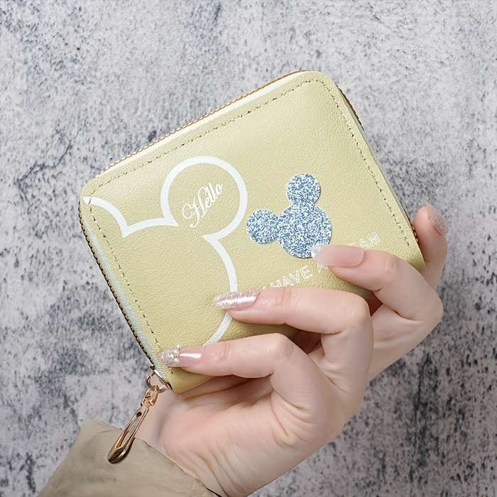 1pc Disney Cartoon Fashion Zipper WalletUnlined Random Printing Hand Wash or Professional Dry