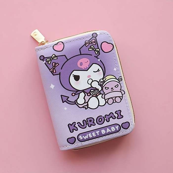 1pc For Kuromi Cartoon Character Faux Leather Wallet Casual Style Zippered Bi-fold with Slip Pock