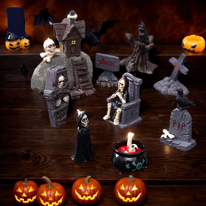 Halloween Decorations Quantity 21Pcs Halloween Miniature Statue Set