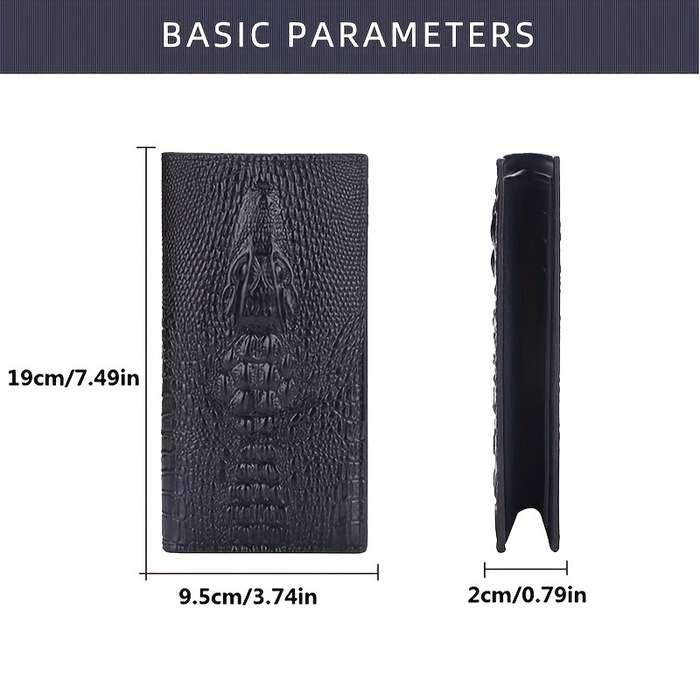 1pc Men's Classic Crocodile Pattern Long WalletMulti-Card Holder with Zipper Coin Pocket Textur