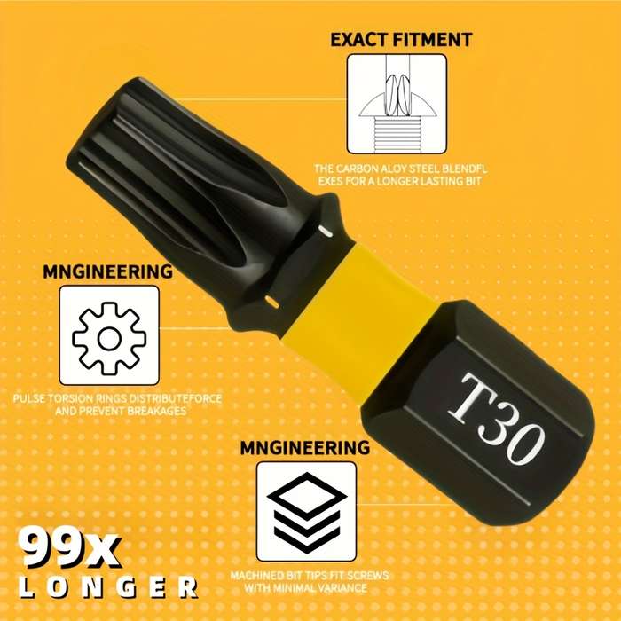 Screwdriver Bit Tool Set Model 25Mm T30 Quantity 20Pcs