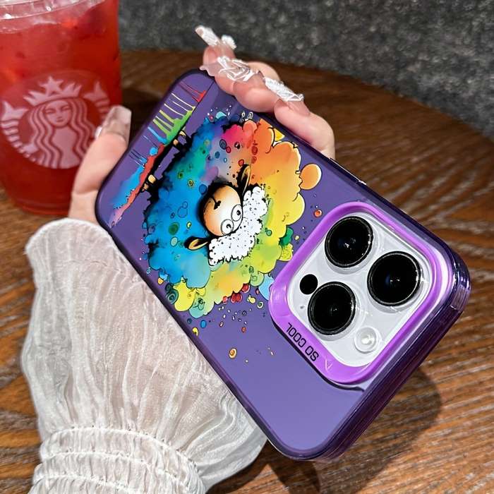 1Pc Pink Color For iPhone 12 Pro Graffiti Sheep Phone Case