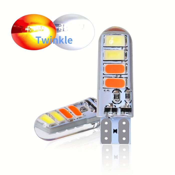 2pcs White Red LED Auto Turn Signal Bulb High Bright T10 W5W LED 12V Plug and Play fo
