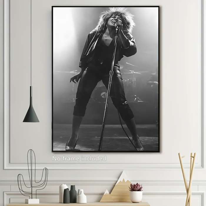 1pc  Tina Turner Concert Poster Unframed Vintage Black and White Canvas Wall Art Rock Retro M