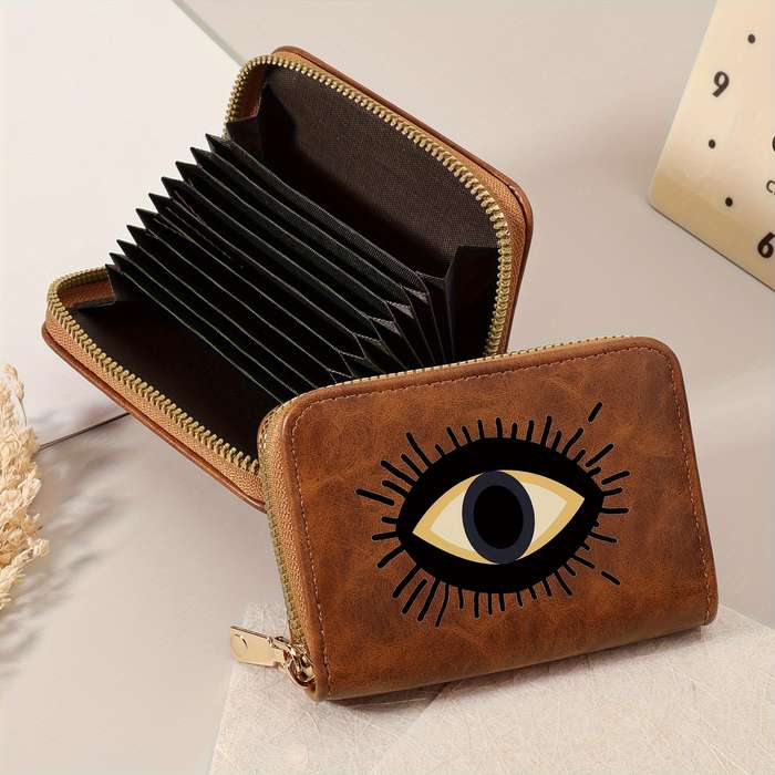 1pc Simple and creative eye print high-quality credit card storage bag for both men and women wal