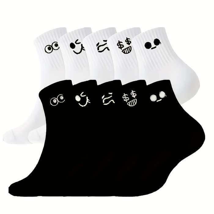 5 Pairs White One Size High Elastic Socks