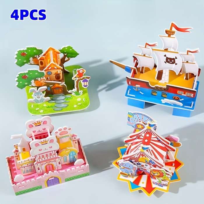 Building Toy Architectural Model Toy Set Style 4Pcs Ocean Style