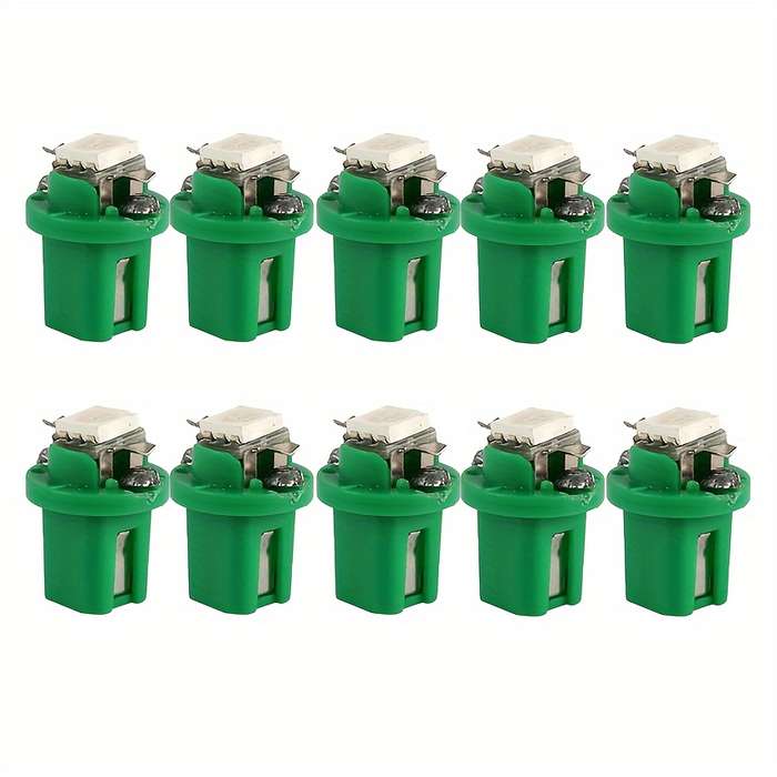 10pcs Green LED Car Dashboard Lights 12V T5 5050 Easy Install Low Power Consumption