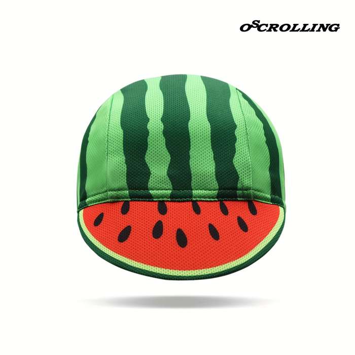 1pc Oscrolling Cycling Cap Vibrant Watermelon Slice Design 100% Polyester Breathable Lightweight