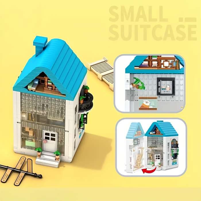 Building Toy Architectural Model Toy Set Model Blue Building Room Blocks
