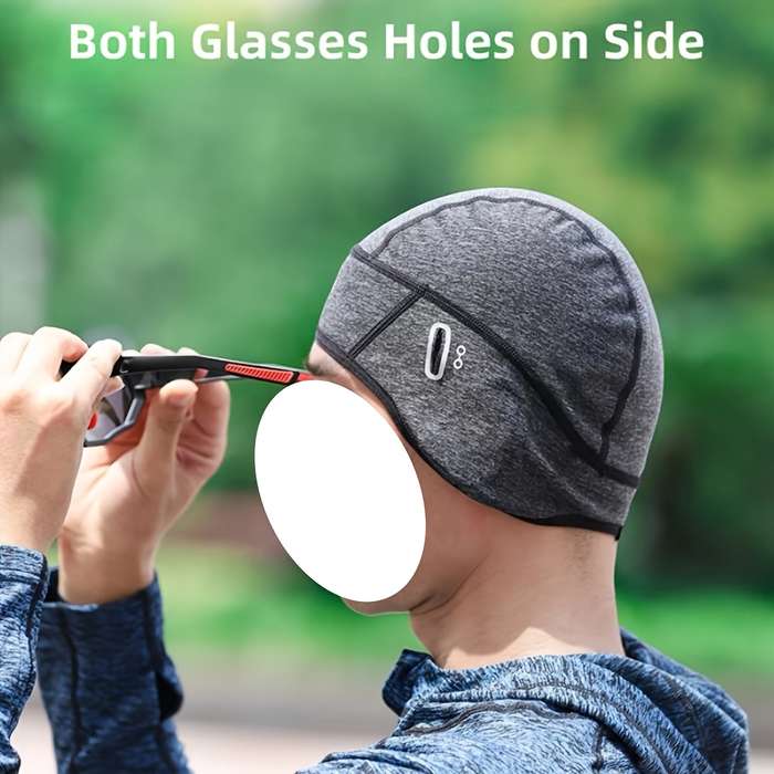 1pc Outdoor Sports Cycling Warm Hat Multi-Functional with Eye Glass Hole Elastic Fleece Blac