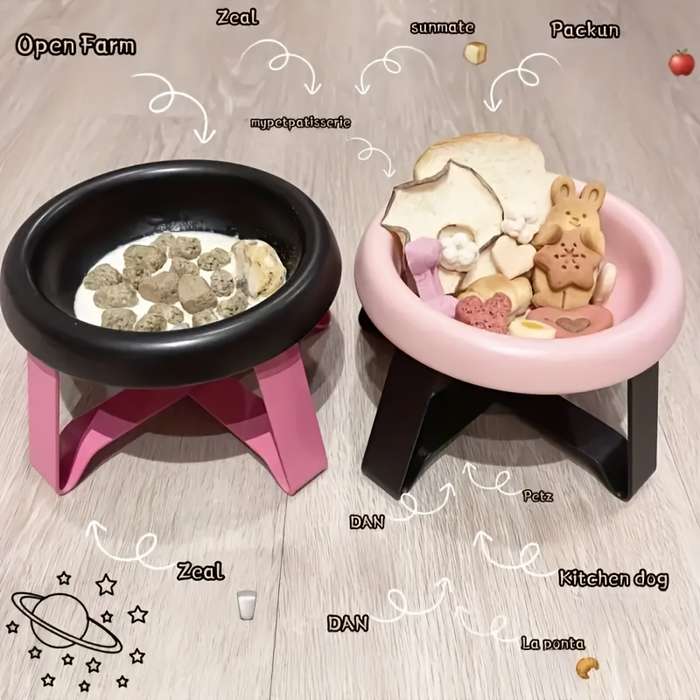 Pet Supplies Color 6Pcs Random Styles 3 Holders  Add   3 Cat Bowls