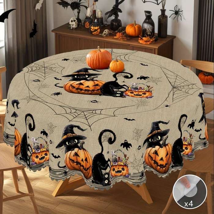 Halloween tablecloth decoration size Rectangle 60x102In 152x260cm add 4pcs Self adhesive