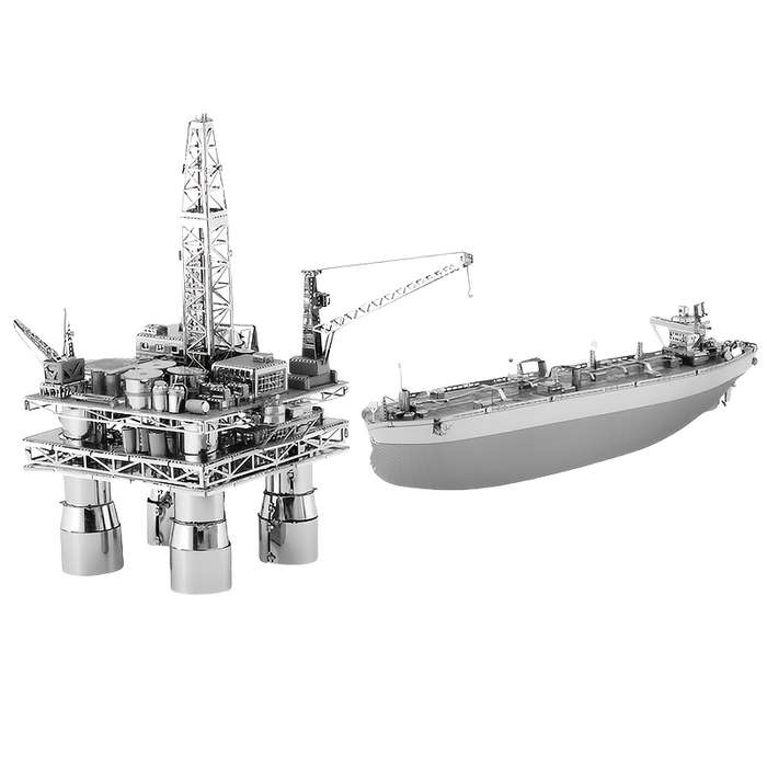 Building Toy Architectural Model Toy Set Color Oil Platform  Silvery Gray