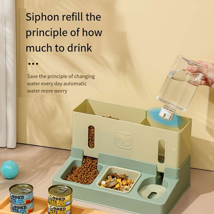 Pet Supplies Color Feeder And Water Dispenser Set  Blue