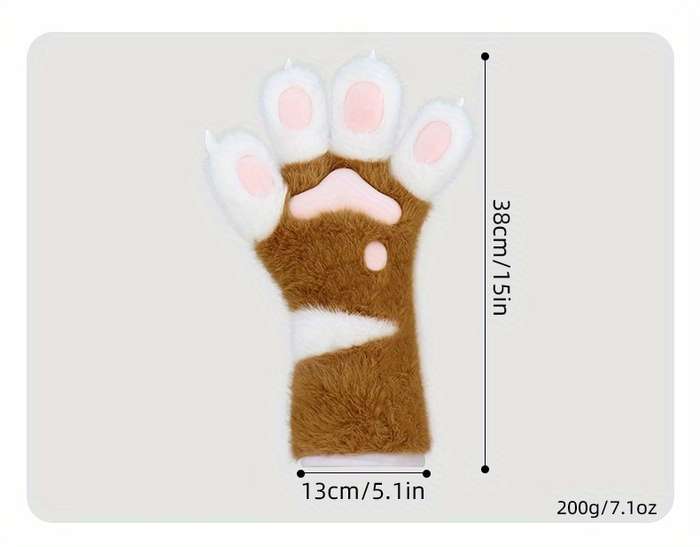 Winter Gloves Color Brown And White