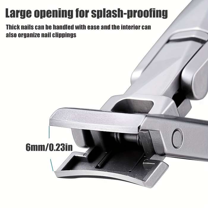 1pc Stainless Steel Fingernail Clippers with Concave Blade and Nail File Compact Diamond Cut