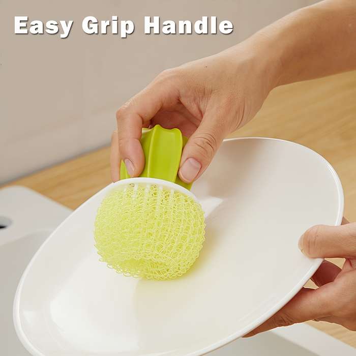 2pcs set Cactus Dish Brushes with Drain Tray Soft Bristle Non-Electric Kitchen Scrubbers for