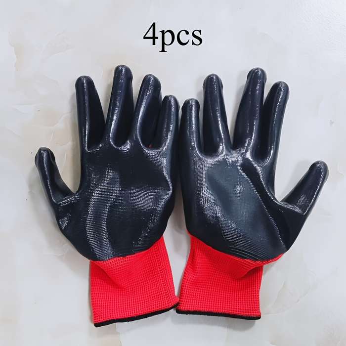 Work Gloves Color Red 4 Pairs