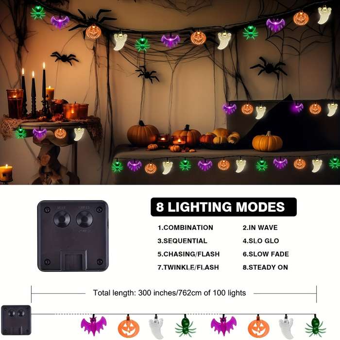 Halloween Decorations Model 40 Light Pumpkin Bat Ghost Spider Light String