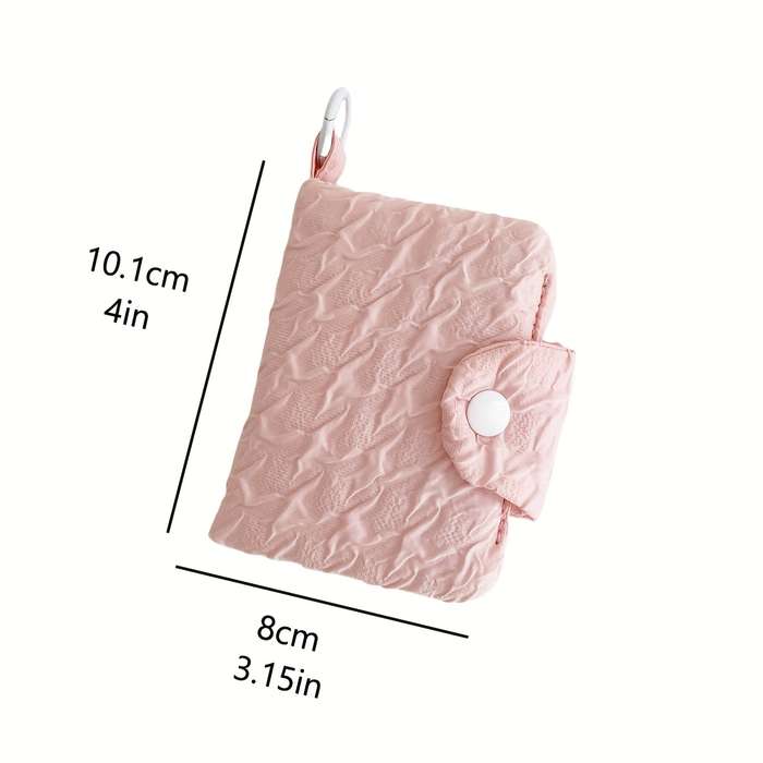 1pc Elegant Bi-fold Bubble Gauze Wallet with Snap Closure and Keychain Accessory Hand Washable Che