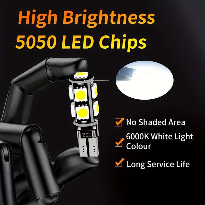 Two LED car turn signal lights T10 W5W with decoding high-brightness bulbs featuring
