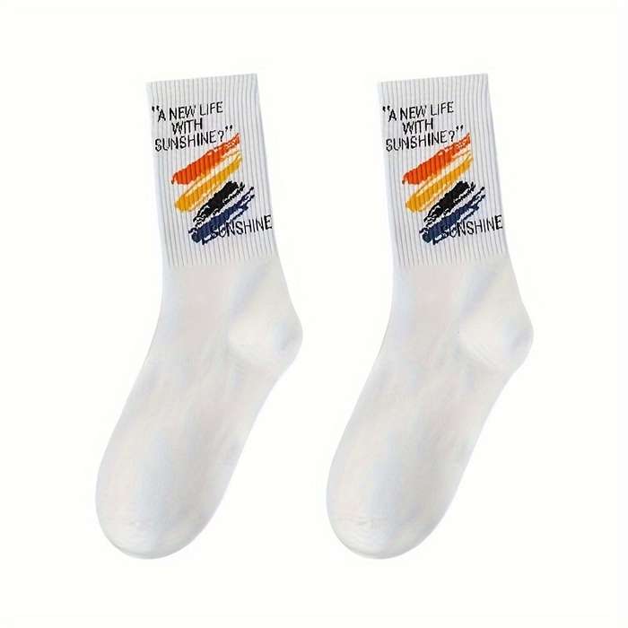 5 Pairs Of Random Colors One Size High Elastic Socks