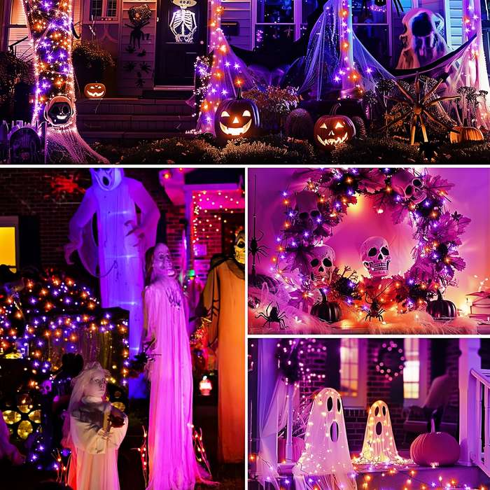 Halloween Decorations Color Purple Orange Light Model 45.8Ft 14M 120Led