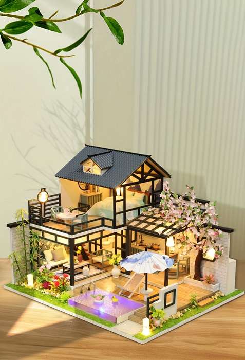 Building Toy Architectural Model Toy Set Style Ink Lanting