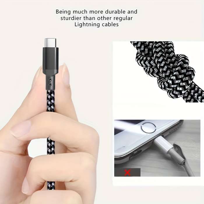 1pc 100cm USB to Type C charger nylon braided fast charging data cable for fast charging and da