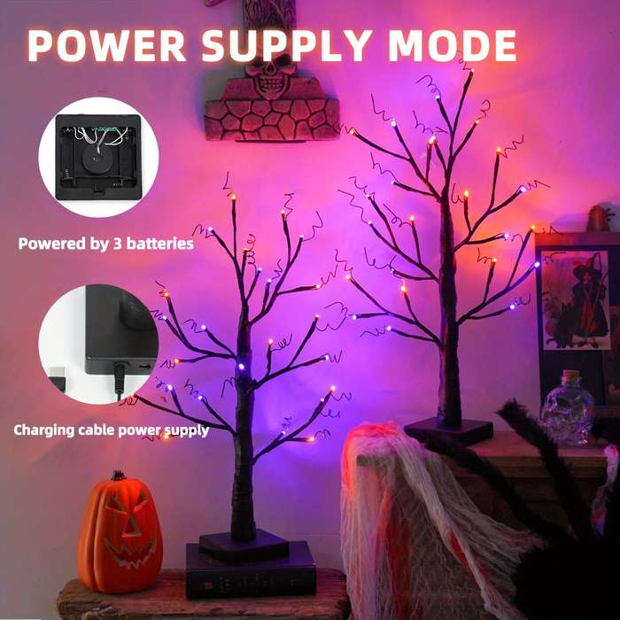Halloween Decorations Color Purple And Orange Size 24Led With Timer Function