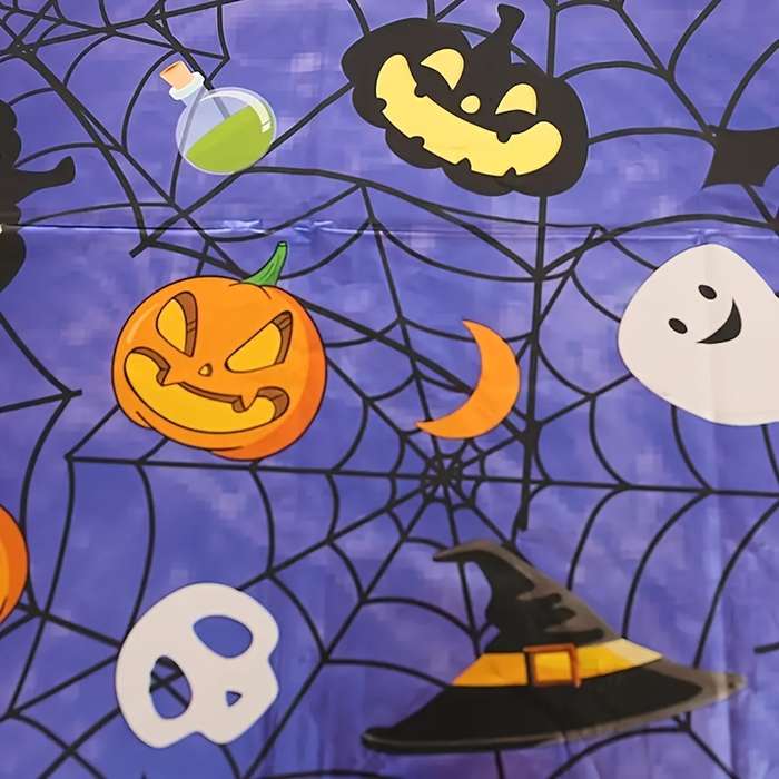 Halloween tablecloth decoration color Spooky Halloween Tablecloth Purple Spider Web size 137 x 183