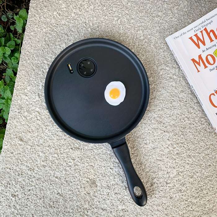1Pc Black For iPhone 14 Pro Max Fried Egg Frying Pan Phone Case
