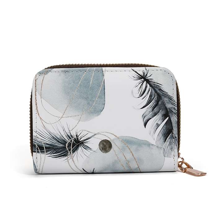 1pc Vintage Floral Print Card Holder Organizer for Women11-Slot Zipper Closure Wallet with Golde
