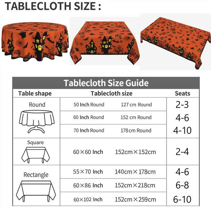 Halloween tablecloth decoration size 60x102in 152x259cm or Rectangle
