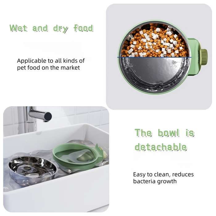 Pet Supplies Color Green Style Two Bowls