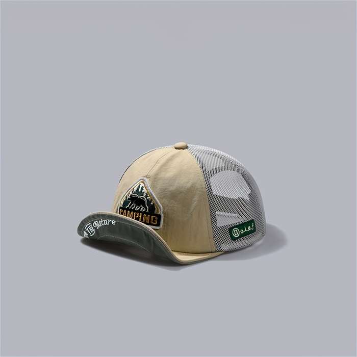 1pc Vintage American Baseball Cap Quick-Dry Mesh Breathable Flat Brim Trucker Hat with JACQ
